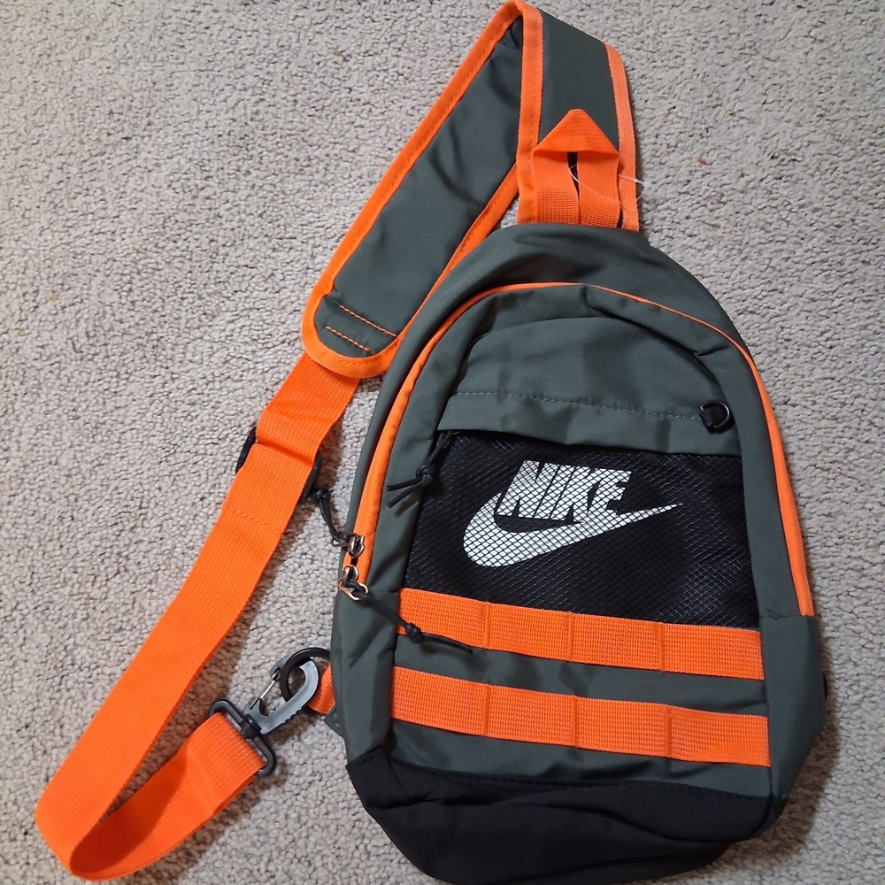 Nike Unisex Gray and Orange Crossbody Sling  Bag 10x14